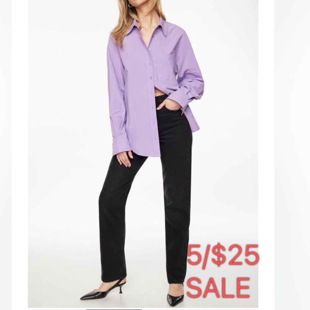 Dynamite Frida Poplin Oversized Button Down Shirt Purple Size Small 5/$25 SALE